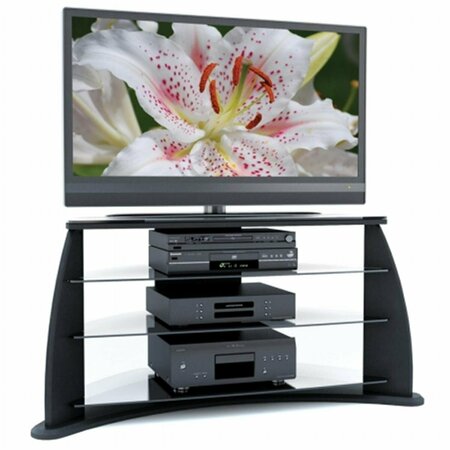 ANALOGCOSA ANALOGA Florence 42 in. Midnight Black TV Stand with Glass Shelves - Midnight Black AN3185813